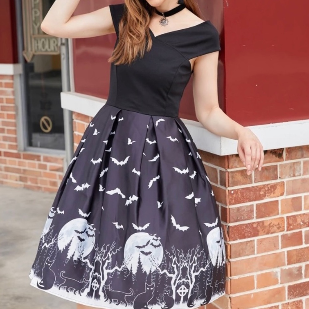 Black vintage bay Halloween dress cats size L